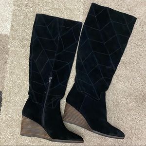LUCKY BRAND “Preeka” tall wedge suede boots Women’s size 7.5